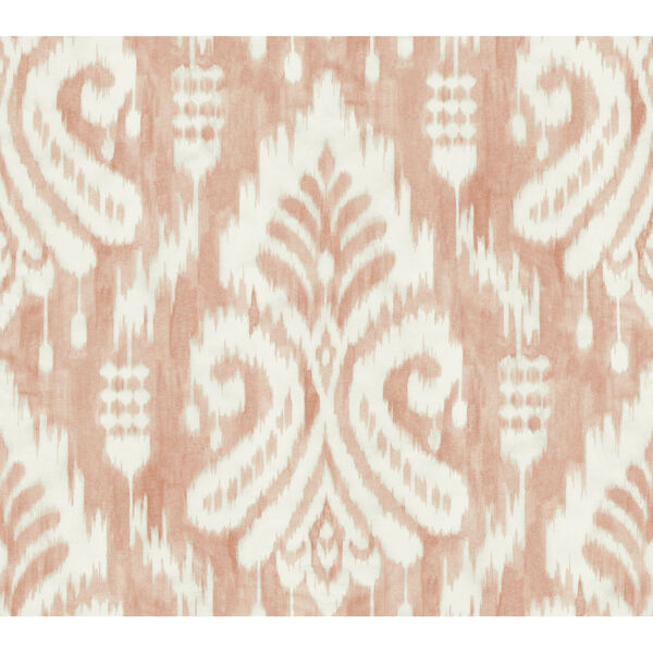 Tropics Coral Hawthorne Ikat Pre Pasted Wallpaper, image 2