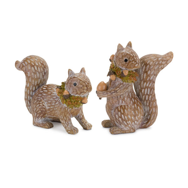 Brown Squirrel Figurine Holiday Tabletop Decor, Set of Two, image 1