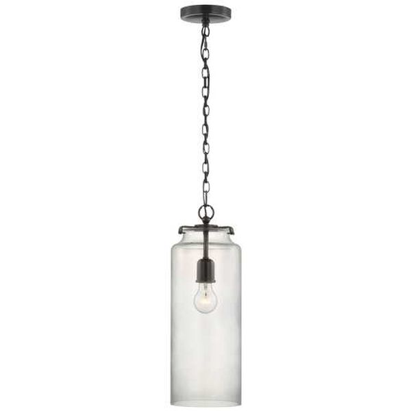 Katie Bronze One-Light Mini Pendant with Clear Glass by Thomas O'Brien, image 1