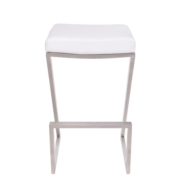 Atlantis White and Stainless Steel Counter Stool, image 2