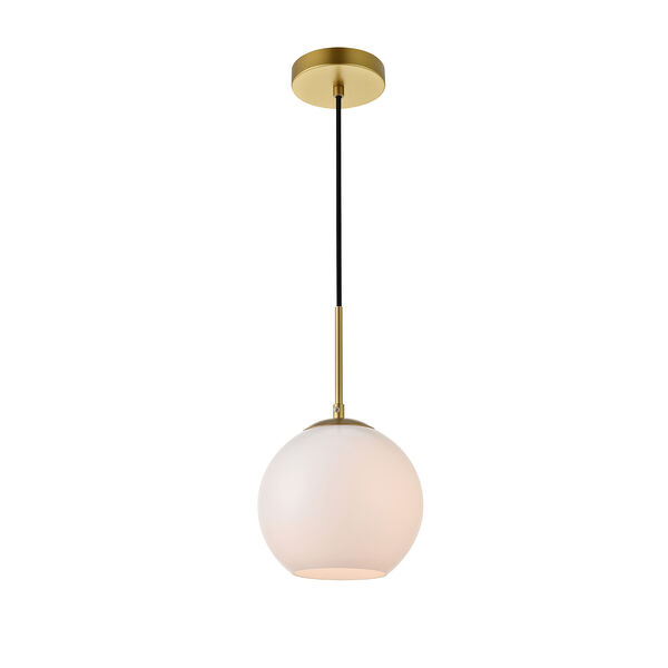 Baxter Brass and Frosted White Seven-Inch One-Light Mini Pendant, image 3