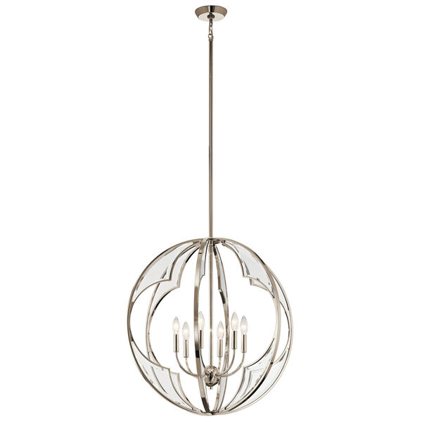 Montavello Polished Nickel 26-Inch Six-Light Chandelier, image 1