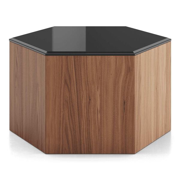 Hawes Walnut and Black Glass 10-Inch Height Occasional Table, image 1