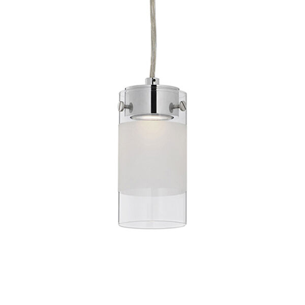 Chrome Three-Inch One Light LED Pendant with Frosted Striped Glass, image 1