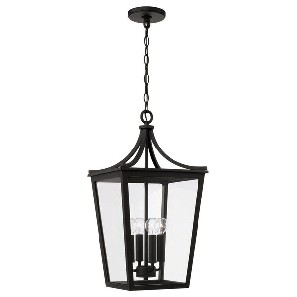 Adair Black Four-Light Outdoor Hanging Light with Clear Glass, image 1