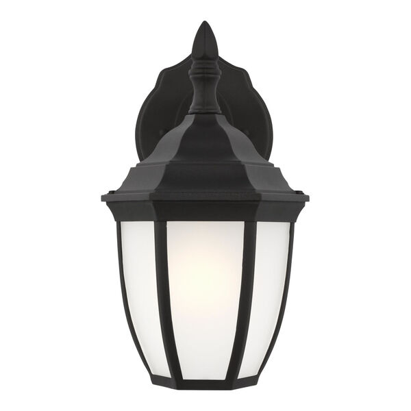 Bakersville Black One-Light Outdoor Wall Sconce with Satin Etched Shade, image 1