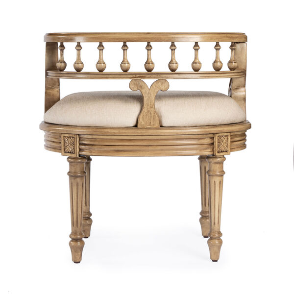 Hathaway Antique Beige Upholstered Vanity Seat, image 6