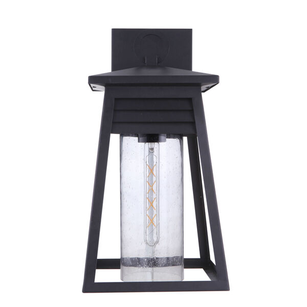 Becca Textured Matte Black Large One-Light Outdoor Lantern with Clear Seeded Glass, image 3