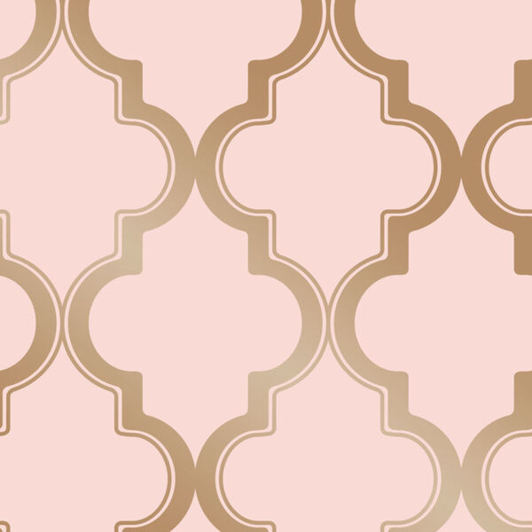 Marrakesh Pink and Metallic Gold Peel and Stick Wallpaper, image 2