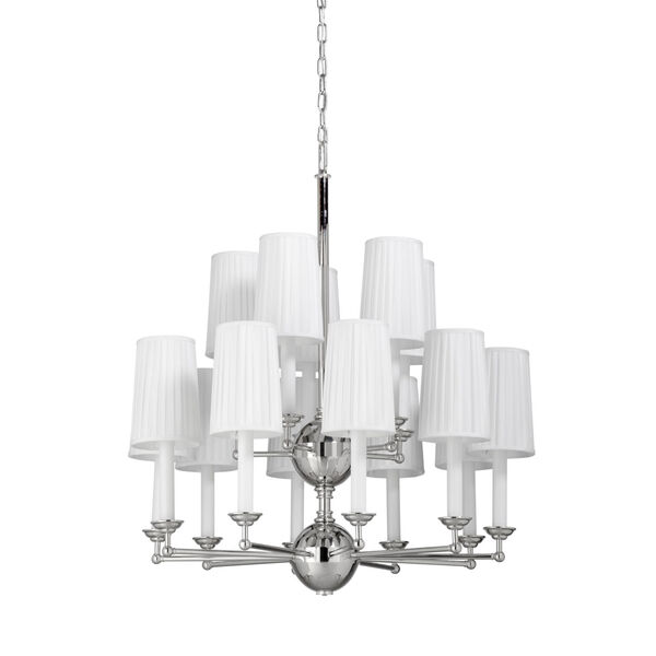 Jermyn Street Polished Nickel and Off White Double Tier Chandelier, image 1