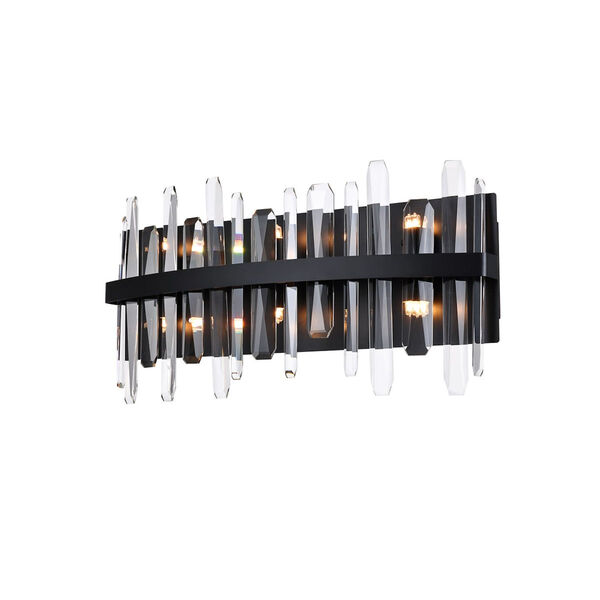 Serena Black and Clear 24-Inch Crystal Bath Sconce, image 3