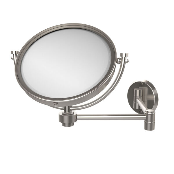 8 Inch Wall Mounted Extending Make-Up Mirror 2X Magnification, Satin Nickel, image 1