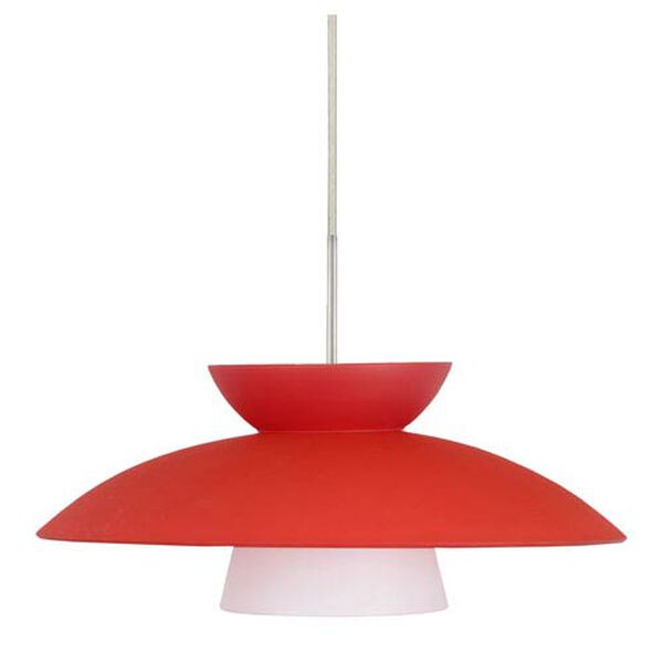 Trilo 15 Satin Nickel One-Light LED Pendant with Red Matte Glass, image 1