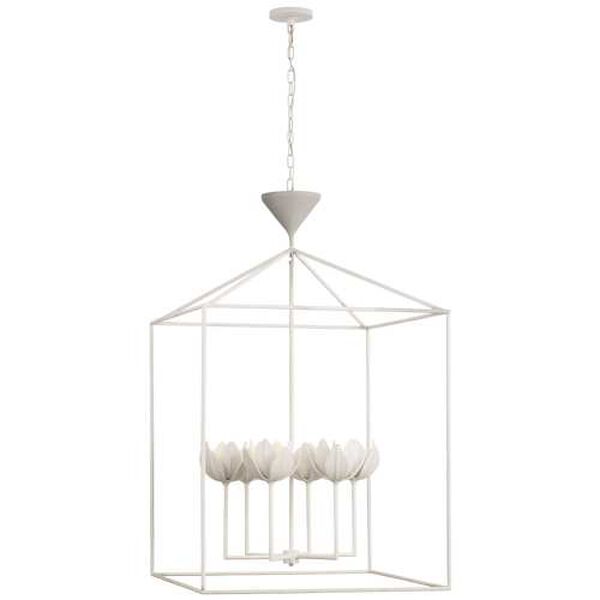 Alberto Plaster White Six-Light Extra Large Open Cage Lantern Pendant by Julie Neill, image 1