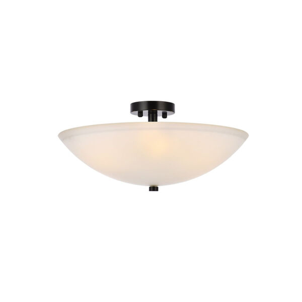 Jeanne Black and Frosted White Three-Light Semi-Flush Mount, image 1