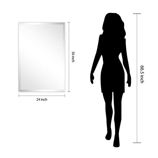 Frameless Clear 24 x 36-Inch Beveled Prism Rectangle Wall Mirror, image 3