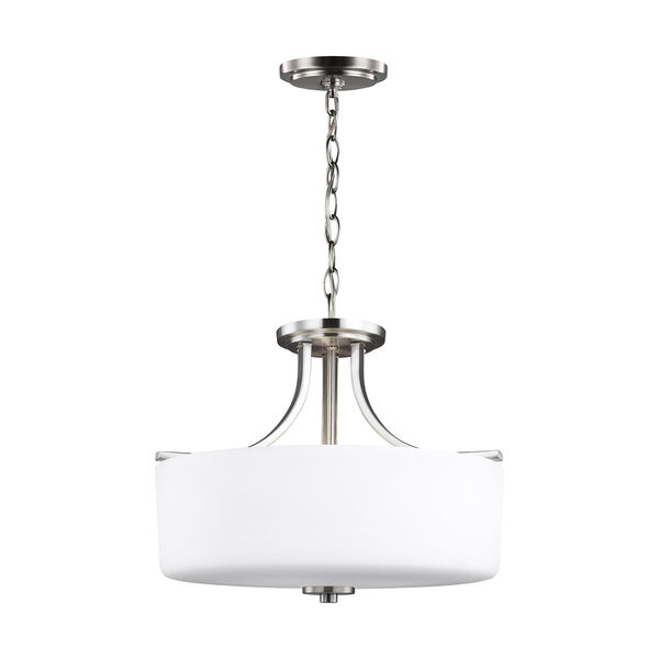 Canfield Brushed Nickel 16-Inch Three-Light Convertible Pendant, image 1