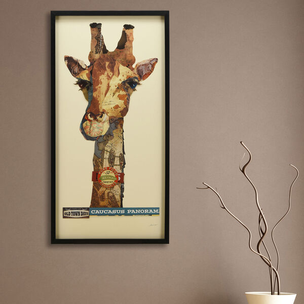 Black Framed Giraffe Dimensional Collage Graphic Glass Wall Art, image 4