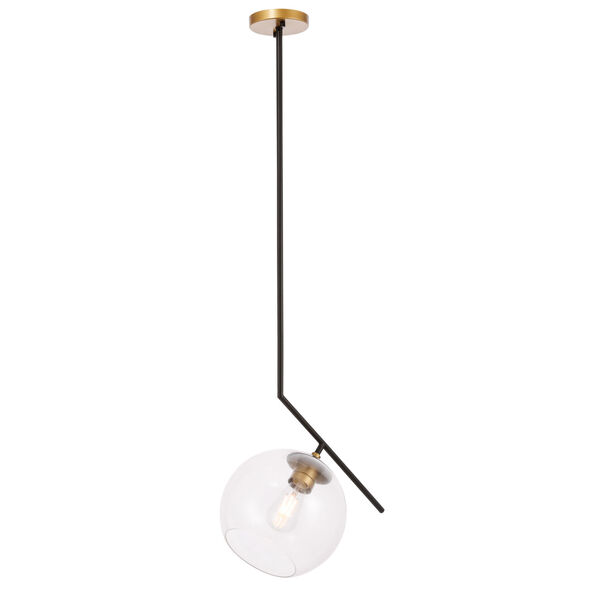 Ryland Black Brass 10-Inch One-Light Pendant with Clear Glass, image 6