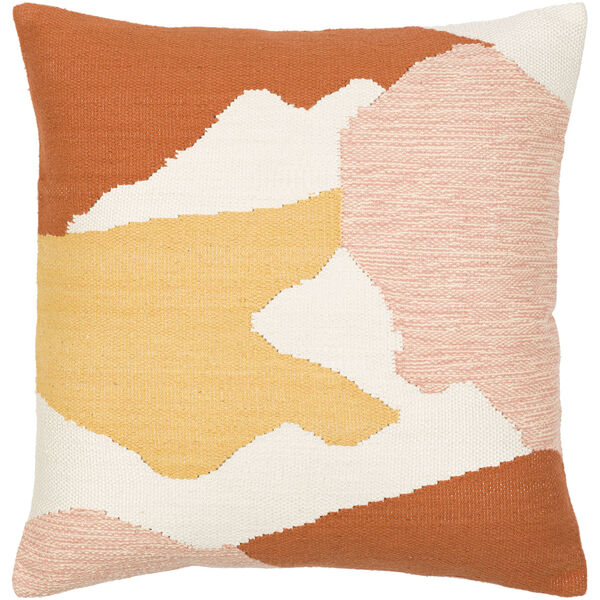 Aimee Pale Pink, Burnt Orange and Mustard 20-Inch Pillow, image 1