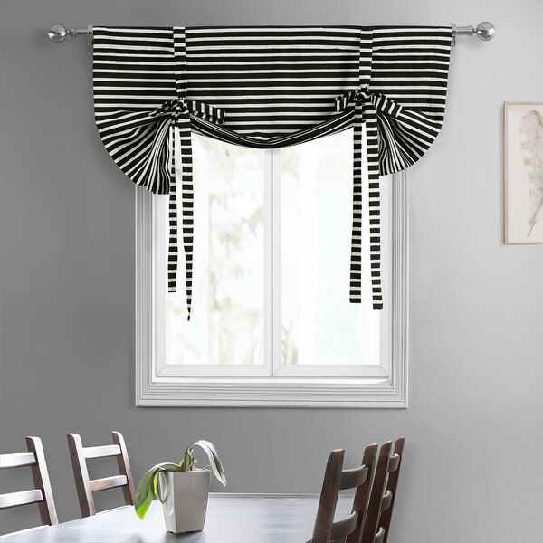 Chic Silver And Black Hand Weaved Cotton Tie-Up Window Shade Single Panel, image 4