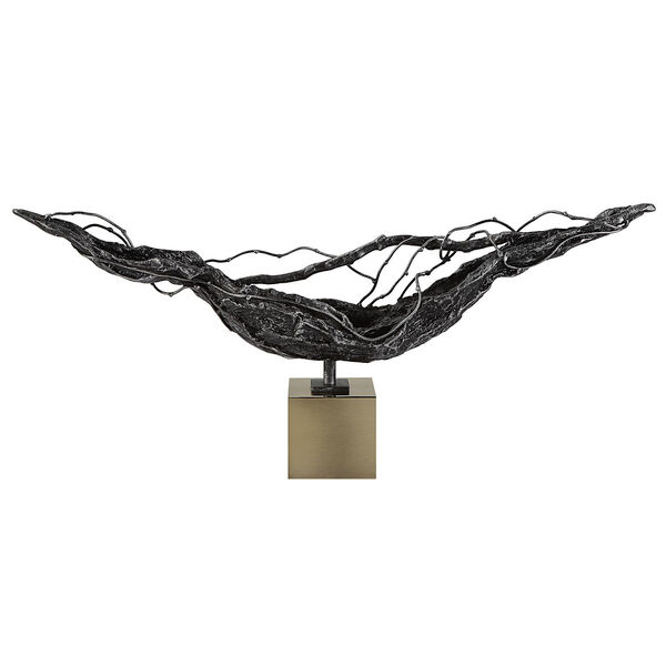 Tranquility Rustic Dark Bronze and Brass Abstract Sculpture, image 4