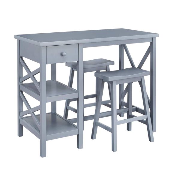 Lunch Date  Slate Gray Counter Table With Two Stools, image 1