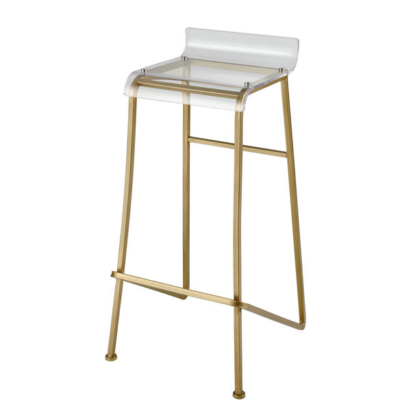 Hyperion Aged Gold and Clear Bar Stool, image 2