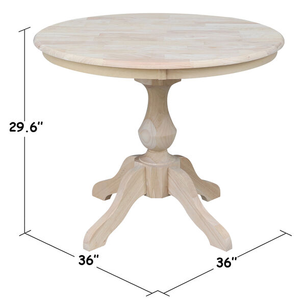 Unfinished 36-Inch Curved Pedestal Dining Table, image 3