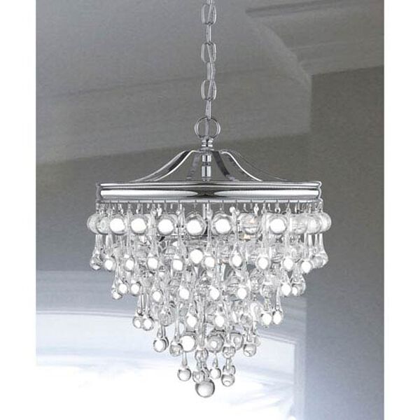 Hopewell Polished Chrome Three-Light Chandelier with Clear Crystal, image 2