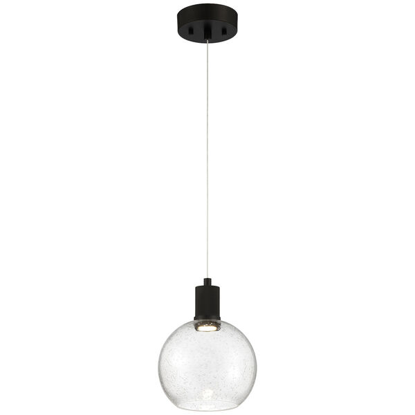 Port Nine Black Globe Outdoor Intergrated LED Pendant with Clear Glass, image 1