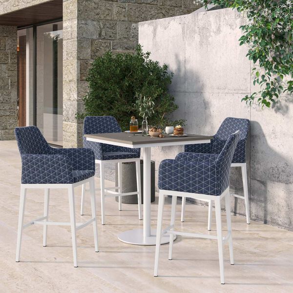 Oland and Travira Gray White Five-Piece Square Bar Table and Bar Chairs Set, image 2