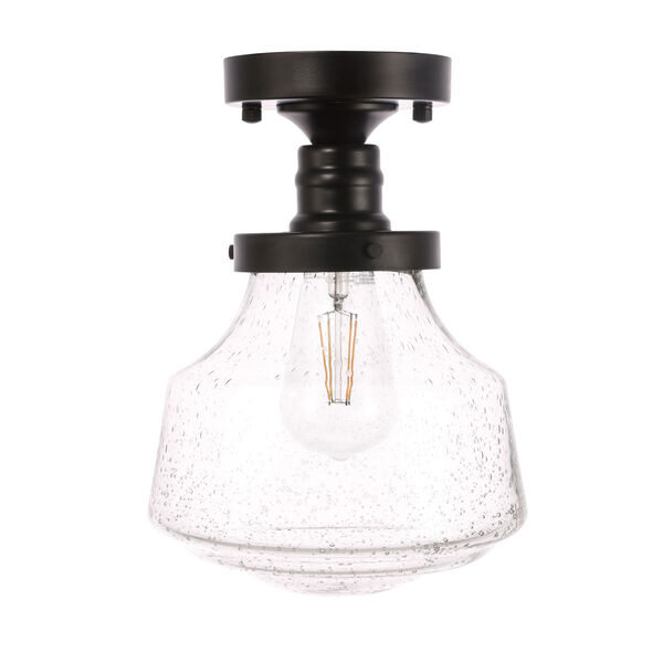 Lyle Black Eight-Inch One-Light Flush Mount with Clear Seeded Glass, image 4