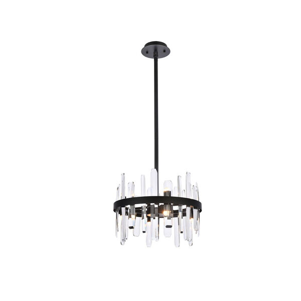 Serena Black and Clear 16-Inch Round Pendant, image 1