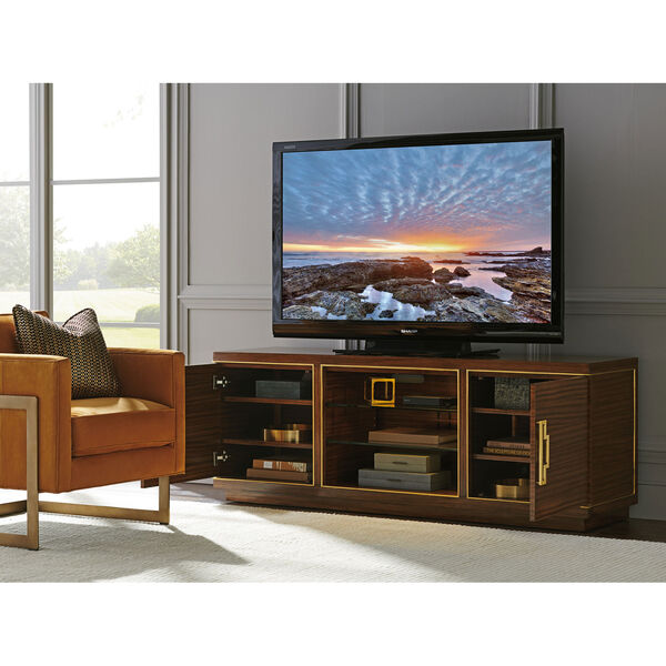 Aventura Brown and Gold Aria Media Console, image 3