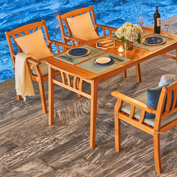 Kapalua Oil-Rubbed Honey Teak Four-Piece Wooden Outdoor Dining Set with Bench, image 6