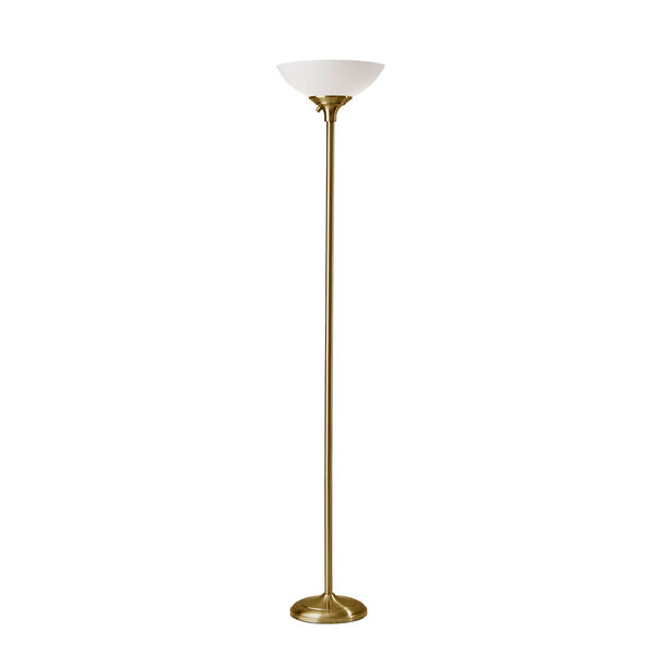 Glenn Antique Brass Two-Light  Torchiere Floor Lamp, image 1