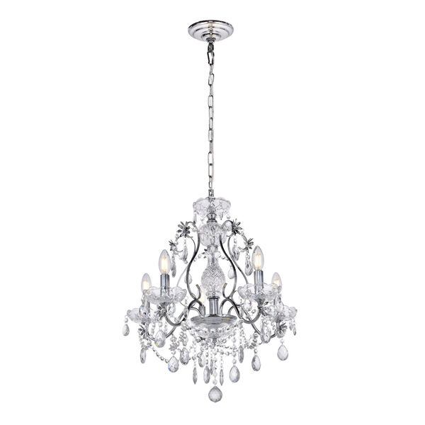 Voltaire Chrome 22-Inch Five-Light Chandelier, image 3