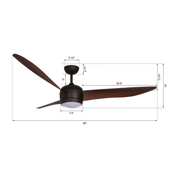 Lucci Air Oil Rubbed Bronze LED Ceiling Fan with Dark Koa Blades, image 3