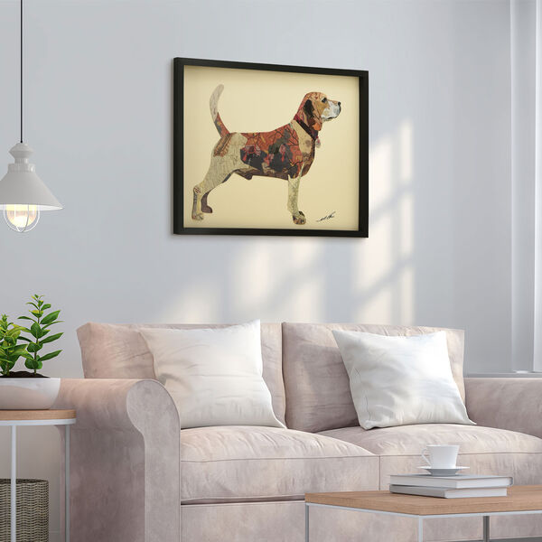 Black Framed Beagle Dimensional Collage Graphic Glass Wall Art, image 5