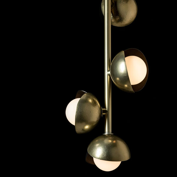 Brooklyn Antique Brass and Oil Rubbed Bronze Four-Light LED Vertical Pendant with Opal Glass, image 3