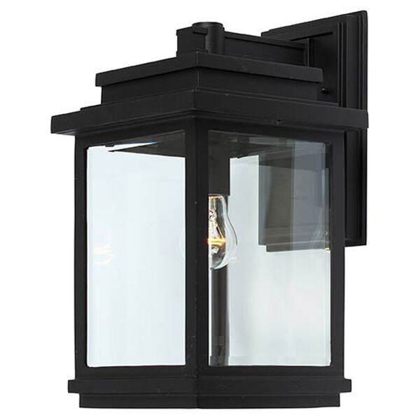 Fremont Black One-Light 9-Inch Wide Outdoor Wall Sconce with Clear Three Side Glass, image 1