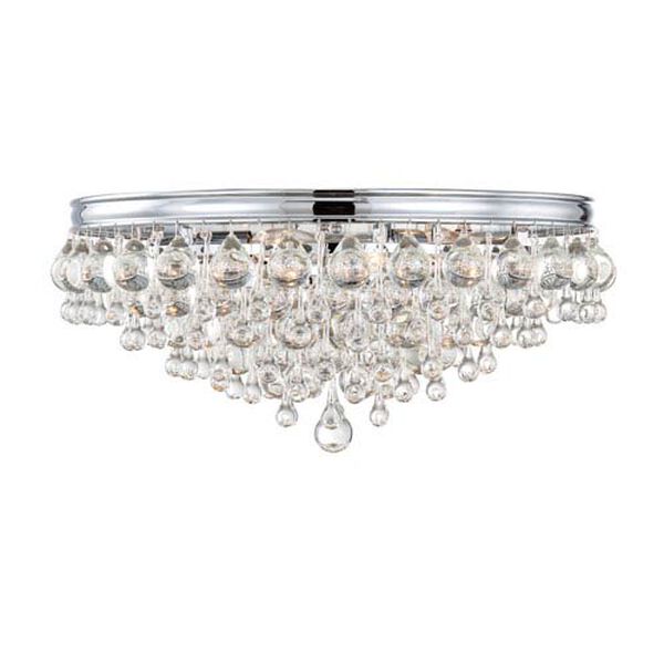 Hopewell Polished Chrome Six-Light Flush Mount with Clear Crystal, image 1