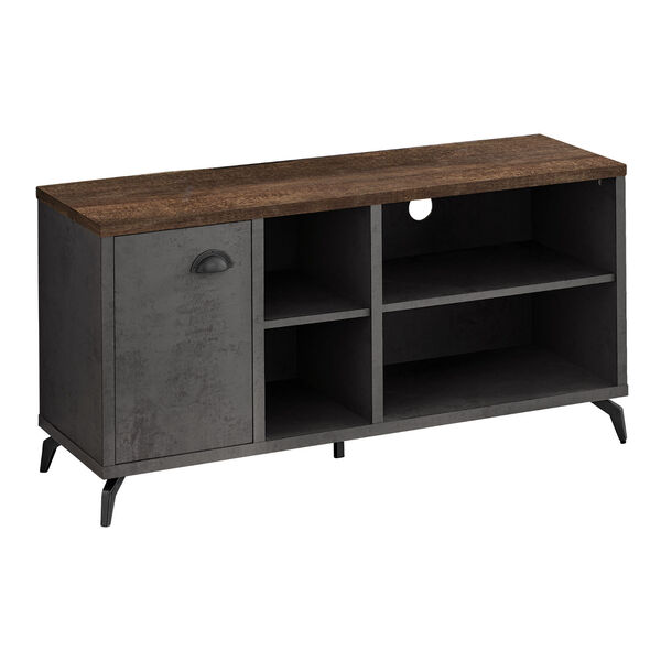 Grey Concrete and Brown TV Stand with Four Shelves, image 1