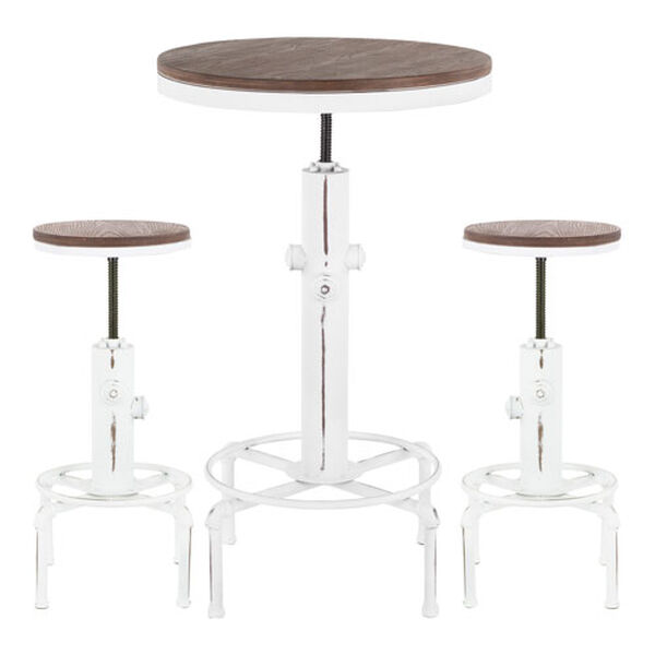 Hydra Vintage White and Brown Bamboo Pub Set, 3-Piece, image 2