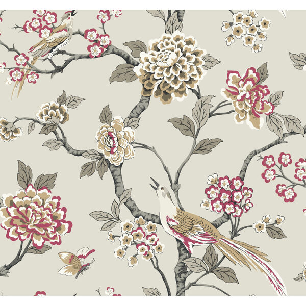 Grandmillennial Beige Fanciful Pre Pasted Wallpaper - SAMPLE SWATCH ONLY, image 2