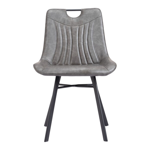 Tyler Vintage Gray and Matte Black Dining Chair, image 3