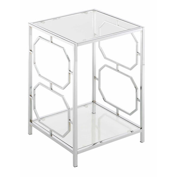 Omega Chrome End Table with Clear Glass, image 1