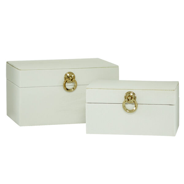 White Faux Leather Box, Set of 2, image 6