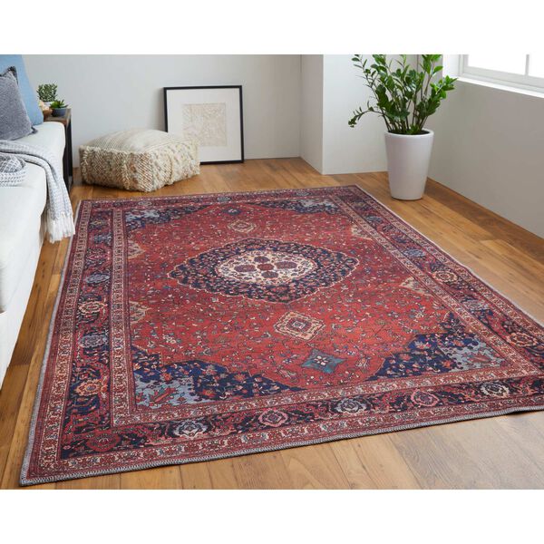 Rawlins Bohemian Eclectic Medallion Red Blue Tan Area Rug, image 2